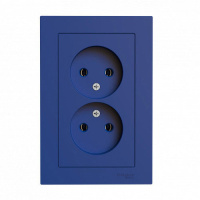 SE AtlasDesign Розетка двойная без заземления Аквамаринин в сборе 16А