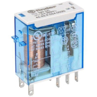 Миниатюрное промышленное электромеханическое реле монтаж в розетку или наконечники Faston 2,5х0,5мм 2СO 8A контакты AgNi катушка 24В DC Finder