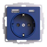 SE AtlasDesign Розетка c 2 USB Аквамаринин 16А A+C 5В/24А/30А 2х5В/15А механизм