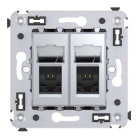Компьютерная розетка RJ-45 в стену, кат.5e двойная, "Avanti","Закаленная сталь" DKC