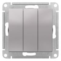 Выключатель 3-клавишный сх.1+1+1 10AX механизм Schneider Electric AtlasDesign Алюминий