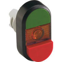 Кнопка двойная MPD12-11R зеленая/красная-выступающая красная выступающая линза без текста ABB