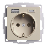 SE AtlasDesign Розетка с 2 USB Песочный 16А A+C 5В/24А/30А 2х5В/15А механизм