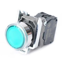 Systeme Electric Кнопка SB4 с подсветкой в сборе модульная 22мм зеленая металл 24ВDC 1НО