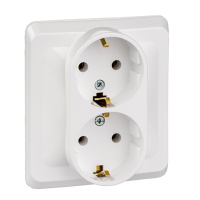 Этюд с/у Двойная Розетка с заземлением без шторок 16А 250B, белый, россия SE