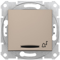 Выключатель 1-клавишный кнопочный с подсветкой с символом "Звонок" 10A Schneider Electric Sedna Титан