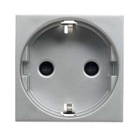 Розетка с заземлением с защитными шторками безвинтовыми клеммами 2 мод ABB NIE Zenit Серебряный N2288.6 PL