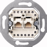 Розетка телефонная (RJ12) / комп (RJ45) 2-ая кат.5 в сборе без рамки JUNG EcoProfi Белый