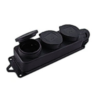 Розетка трехместная с защитными крышками каучуковая 230В 2P+PE 16A IP44 EKF PROxima