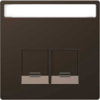 Накладка для разъемов Schneider Electric 2хRJХХ cо шторками c полем для надписи Merten D-Life Мокко