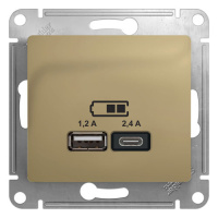 Розетка USB A+С, 5В/2,4А 2х5В/1,2 А механизм Systeme Electric Glossa Титан