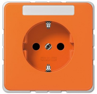 Розетка с/з ударопрочная с защитными шторками и полем для надписи JUNG CD 500/CD plus Оранжевый