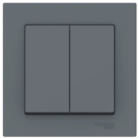 Выключатель 2-клавишный сх.6 10AX в сборе Schneider Electric AtlasDesign Грифель