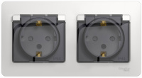 Розетка двойная с заземлением со шторками в сборе IP44 Systeme Electric Glossa Белый