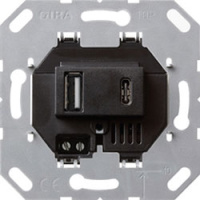 Разъем USB для питания Type-A / Type-C Gira System-55 Черный