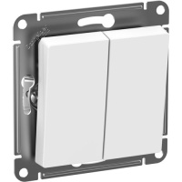 Выключатель 2-клавишный  IP44 сх.5, 10АХ, механизм Schneider Electric AtlasDesign AQUA Белый