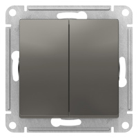 Выключатель 2-клавишный сх.5 10AX механизм Schneider Electric AtlasDesign Сталь