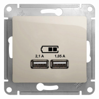 Розетка USB A+A 5В/2,1 А 2х5В/1,05 А механизм Systeme Electric Glossa Молочный