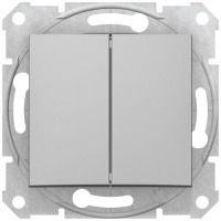 Переключатель 2-клавишный 10A Schneider Electric Sedna Алюминий