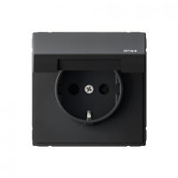 ARTGALLERY РОЗЕТКА с заземл. со шт. с крышк, 16А, IP44, механизм, КАРБОН