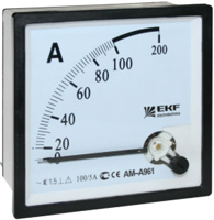 Амперметр аналоговый на панель 96х96 квадратный вырез 50A прямое подкл. EKF PROxima AM-A961