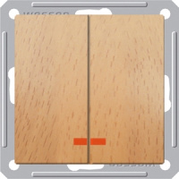 Выключатель 2-клавишный (схема 5) с индикацией 16A Wessen 59 Бук