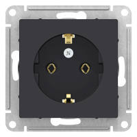 Розетка с заземлением 16A механизм Schneider Electric AtlasDesign Карбон