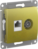 Розетка двойная ТВ + компьютерная RJ45 кат. 5Е механизм Systeme Electric Glossa Фисташковый