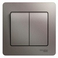 Выключатель 2-клавишный (схема 5) 10AX в сборе Systeme Electric Glossa Платина