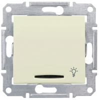 Выключатель 1-клавишный кнопочный с подсветкой с символом "Свет" 10A Schneider Electric Sedna Бежевый