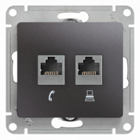 Розетка двойная RJ11+RJ45 кат.5E механизм Systeme Electric Glossa Графит