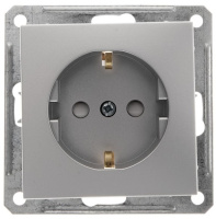 Розетка с заземлением с защитными шторками Wessen 59 Матовый хром