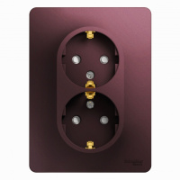 Розетка двойная с заземлением со шторками 16A 250В в сборе Systeme Electric Glossa Баклажановый
