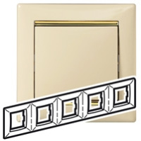 Рамка 5-постовая горизонтальная Legrand Valena Слоновая кость/Золотой Штрих