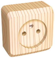 Розетка 1-ая без заземления накладного монтажа IP20 SE Этюд Дача Сосна