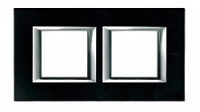 Рамка прямоугольная горизонтальная 2+2 мод Bticino Axolute Черное стекло 