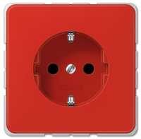 Розетка с/з ударопрочная с защитными шторками безвинт.зажим JUNG CD 500/CD plus Красный