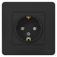 Розетка с заземлением со шторками скрытой установки 16A 250В Systeme Electric Blanca Антрацит