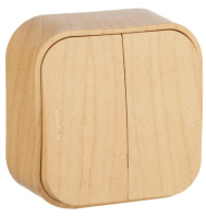 Переключатель 2-клавишный на 2 направления 10A IP20 Legrand Quteo Сосна