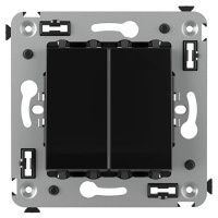 Выключатель двухклавишный в стену, "Avanti", "Черный квадрат" DKC