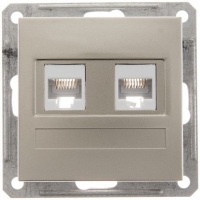 Розетка компьютерная 2-ая RJ45 кат.5e Wessen 59 Шампань