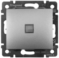 Выключатель 1-клавишный с подсветкой 10A Legrand Valena Алюминий