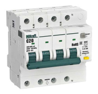 DEKraft ДИФ-103 Дифавтомат 3P+N 20А 300мА AC C 6кА
