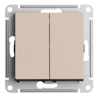 SE AtlasDesign Выключатель Кнопочный 2-клавишный Песочный сх.2 10А механизм