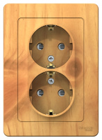 Розетка двойная с заземлением со шторками скрытой установки 16A 250В Systeme Electric Blanca Ясень