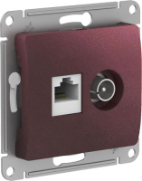 Розетка двойная ТВ + компьютерная RJ45 кат. 5Е механизм Systeme Electric Glossa Баклажановый