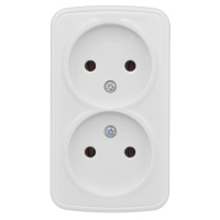 Розетка 2-местная ОП 10A без заземления EKF Basic Минск Белый
