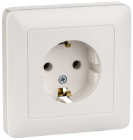 Розетка 1-ая с заземлением 16A скрытой установки в сборе Wessen Хит Белый