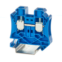 Клемма проходная, винтовой зажим, 2 точки подключения, 16 кв.мм, синяя DKC