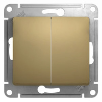 Переключатель 2-клавишный 10A (схема 6+6) Systeme Electric Glossa Титан